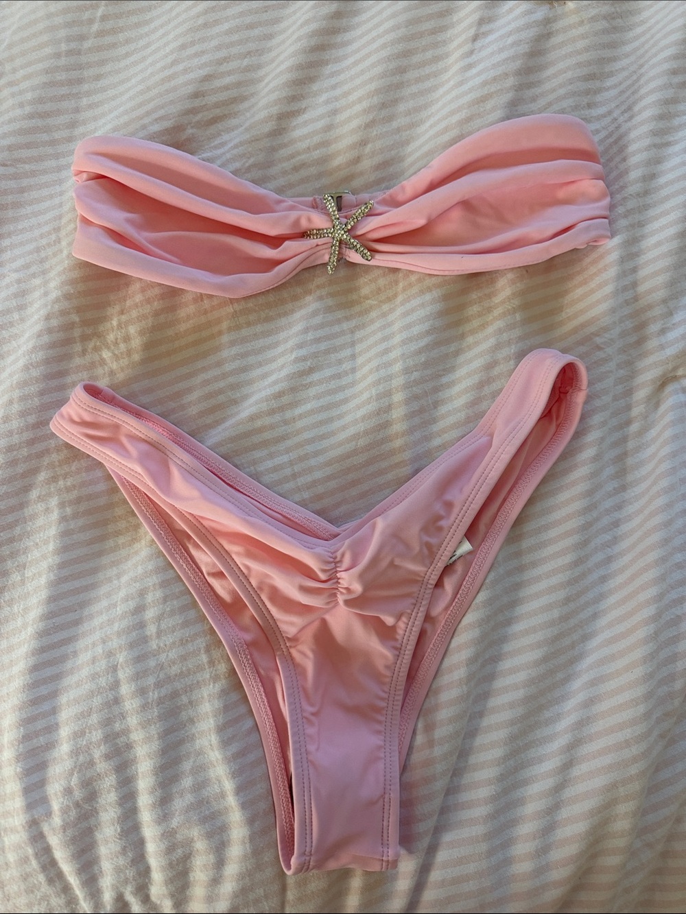 Edikted pink starfish strapless bikini